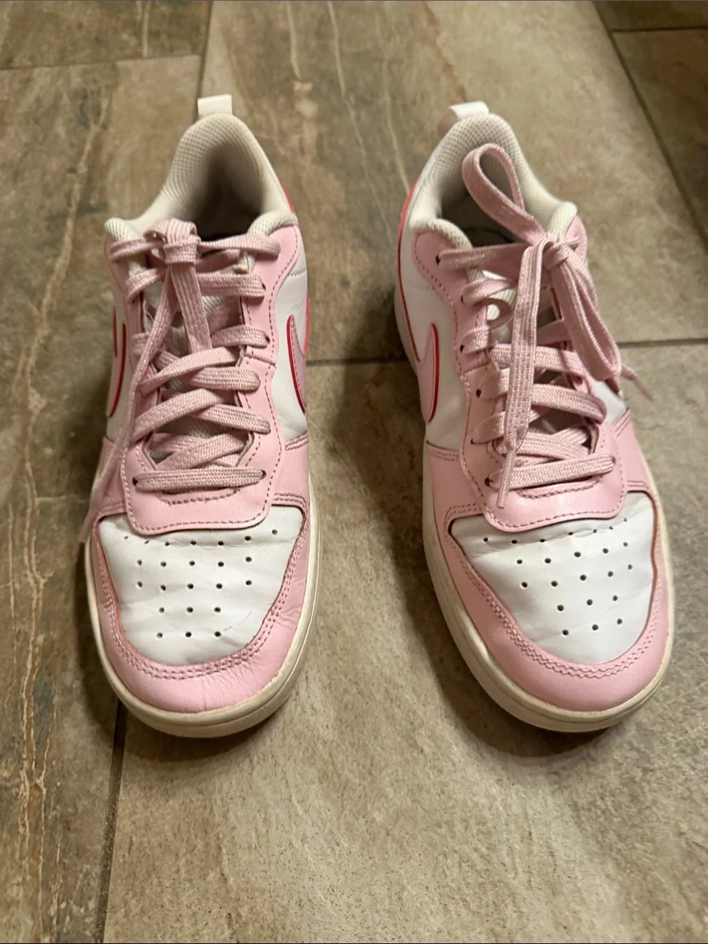 Nike Youth Pink and White Low-Top Sneakers